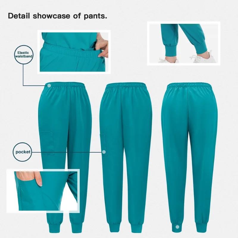 Ladies Medical Scrubs 5-Pocket Zipper V-Neck Uniforms for Nurses & Beauticians Micro Elasticity Hospital/SPA/Dental Clinic Use