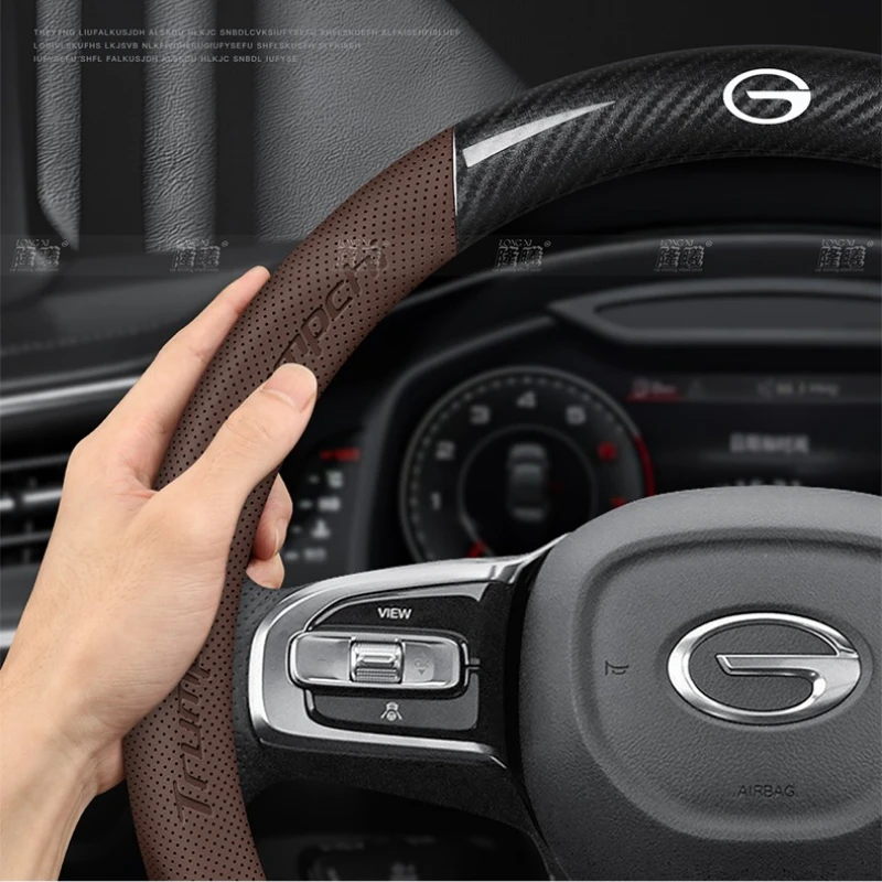 Ultra Thin Nappa Leather Steering Cover Wear-resistant Skin-friendly For GAC Trumpchi Empow Emkoo GS3 GS4 GS8 M8 Car Accessories