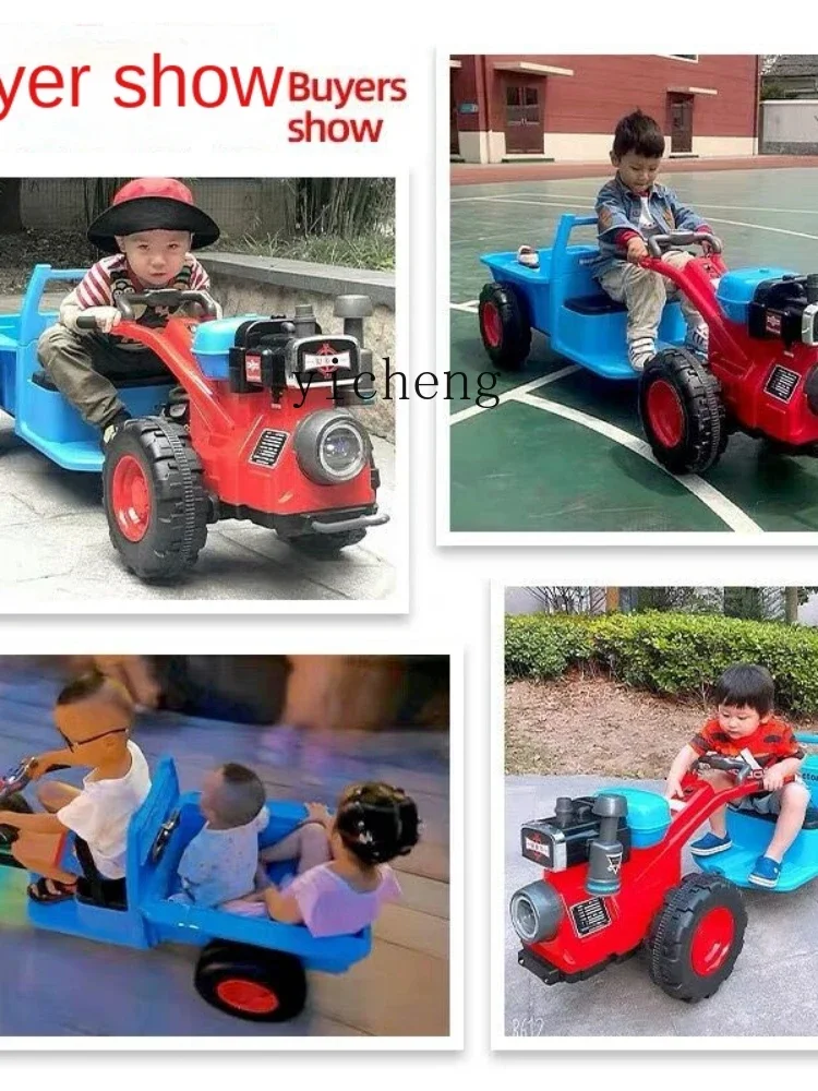 YY Children's Walking Electric Car Oriental Red Mini Tractor Charging Can Sit People