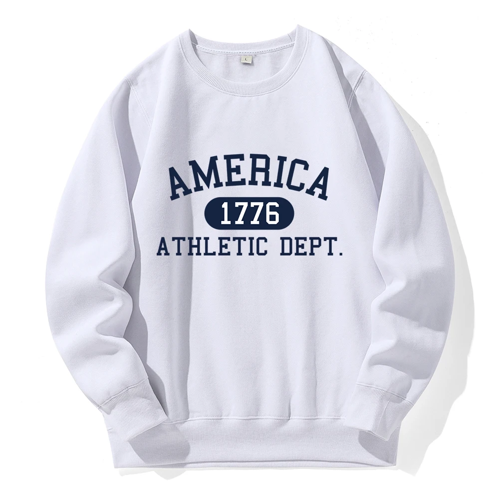 

America 1776 Athletic Dept Letter For Men Hoodies Classic Retro Fashion Hooded Fleece Warm Tracksuit Loose Oversize Hooded Shirt