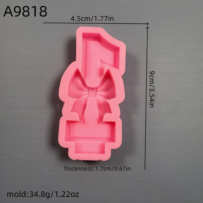 Birthday Number Candle Silicone Mold DIY Bowknot Number Fondant Cake Chocolate Candy Mould Craft Making Baby Shower Baking Tool