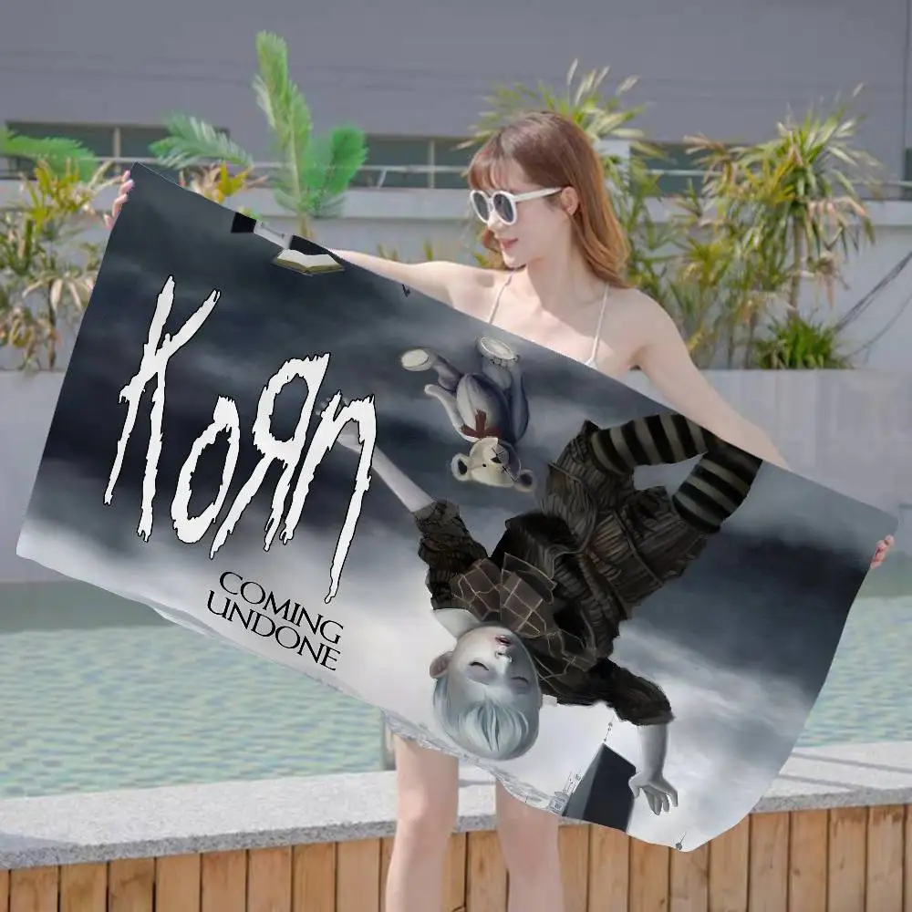 K-Korn Metal Band Anime Beach Swimming Towel Soft Absorbent Washcloth Children's Gifts for Kids Travel Camping Gym