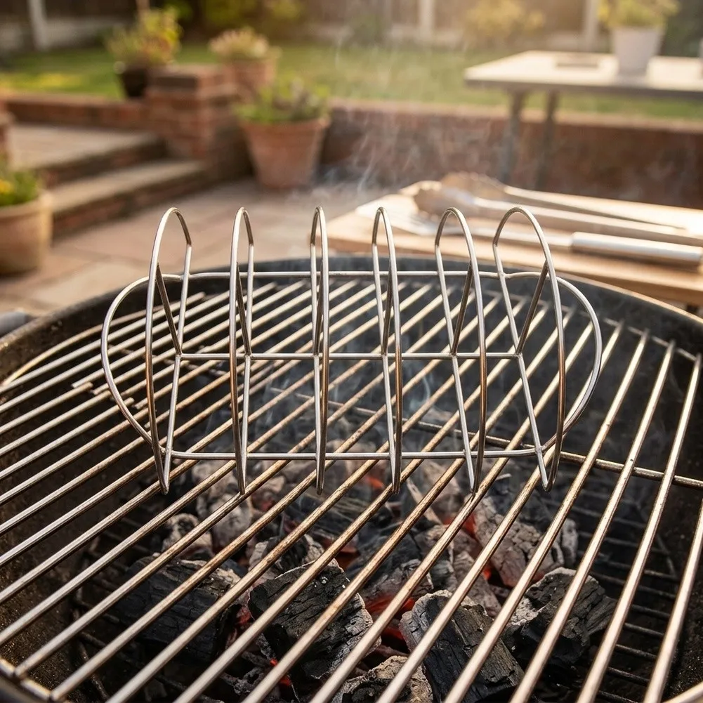 For Grilling Rib Rack with Compact Portable for Design - 37.8 for x 24.6 for x 11.8 cm Metal Rack for Backyard and Tailgating