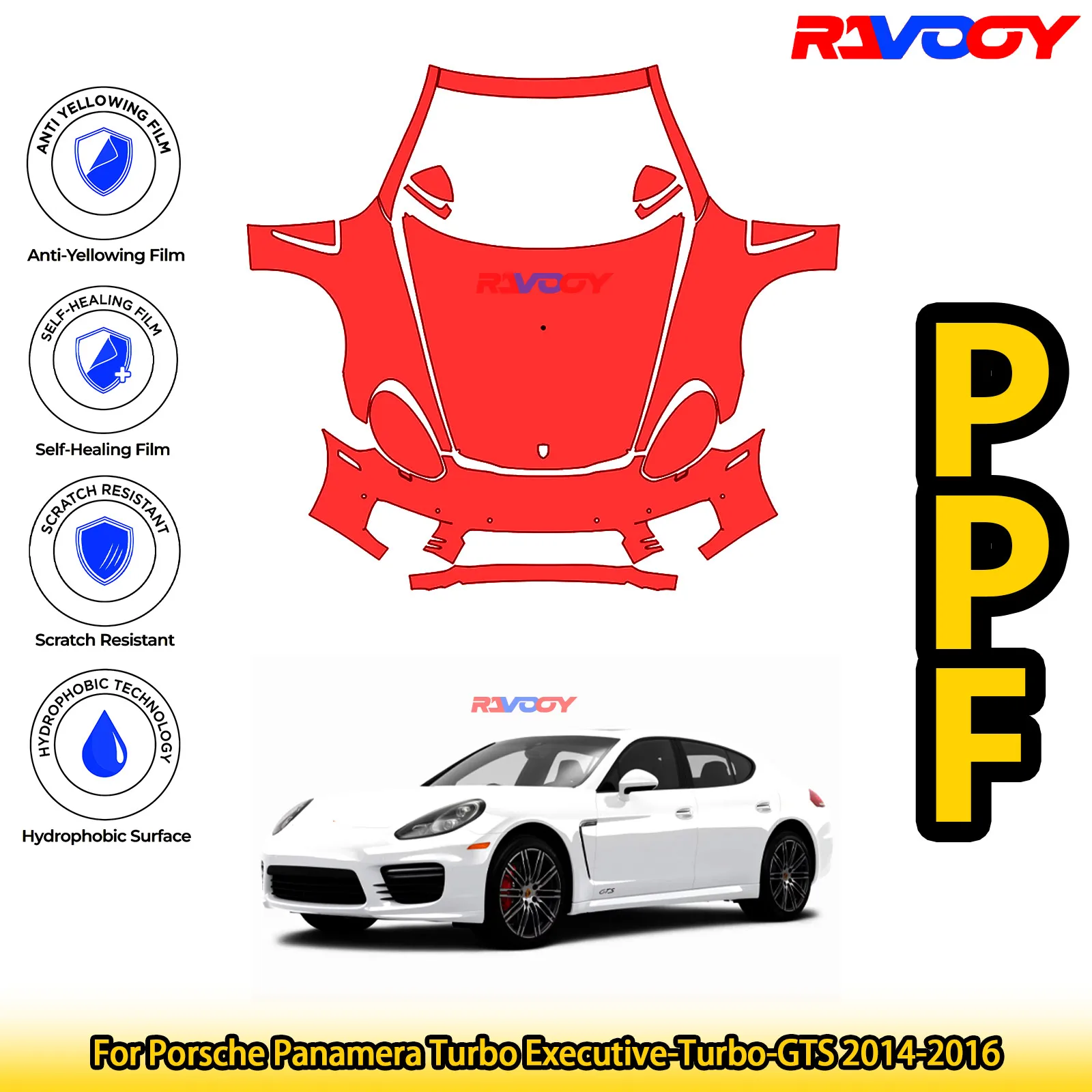 

Для Porsche Panamera Turbo Executive-Turbo-GTS 2014-2016 глянцевая матовая черная предварительно вырезанная передняя защитная пленка PPF Kit