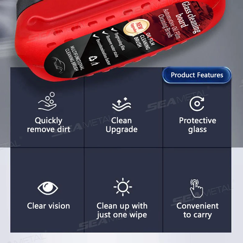 SEAMETAL سيارة الزجاج الإسفنج تنظيف فرشاة نافذة السيارة الزجاج الأنظف يزيل الأوساخ الزجاج الأمامي النفط فيلم الأنظف الزجاج النفط فيلم فرشاة