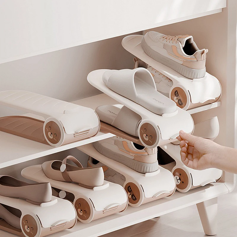 

1 Pcs Adjustable Storage Double-Layer Thick Shoe Rack Layered Shoe Holder Home Dormitory Shoe Storage Rack Shoe Cabinet