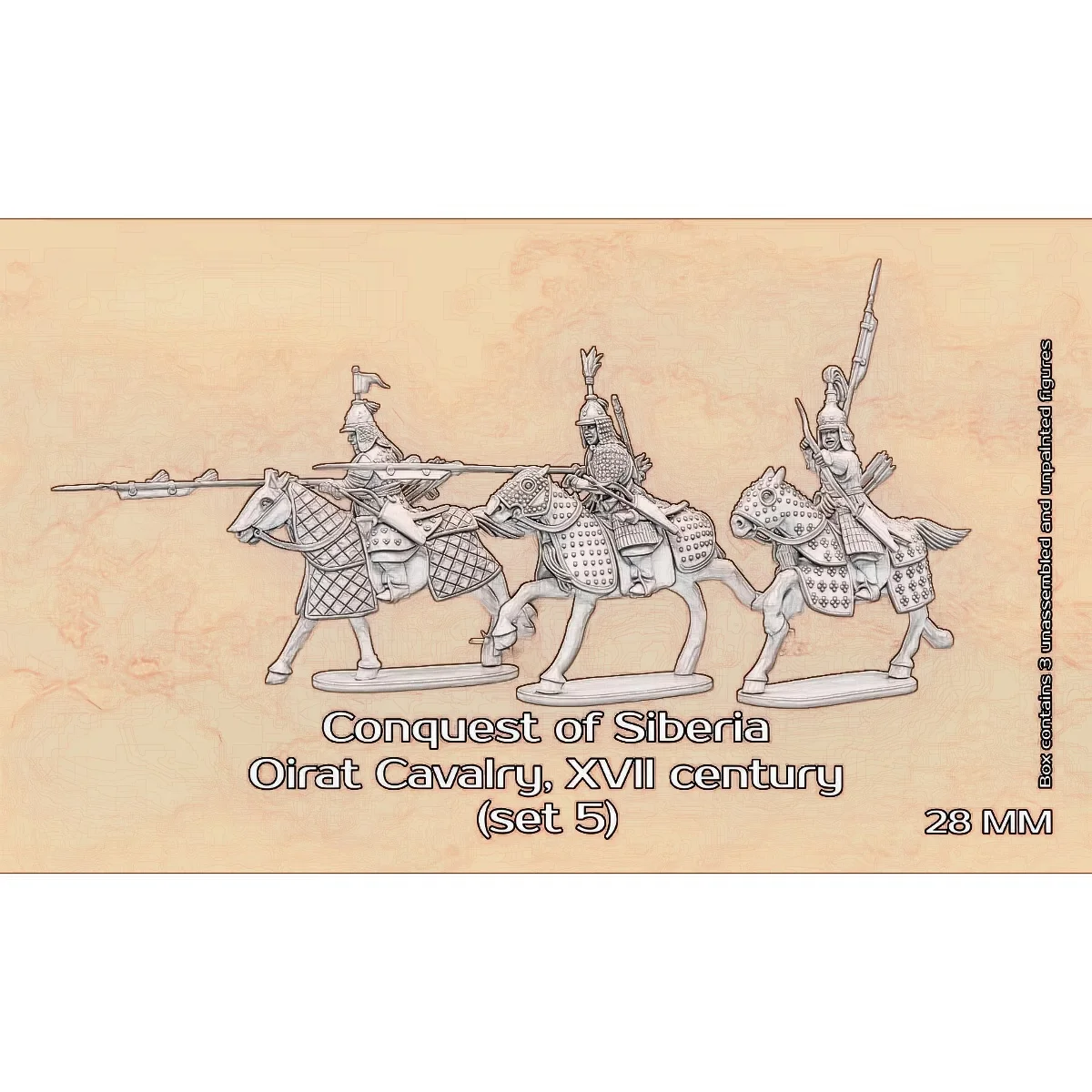 

Комплект неокрашенной модели из смолы 28 мм, военная тема, кавалерия Оirat (3 мужчины, 3 лошади), разобранная и неокрашенная GK