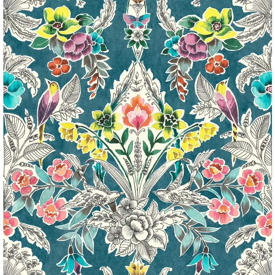 

Teal Summer Love Vinyl Peel And Stick Wallpaper 216-in by 20.5-in 30.75 sq. ft.