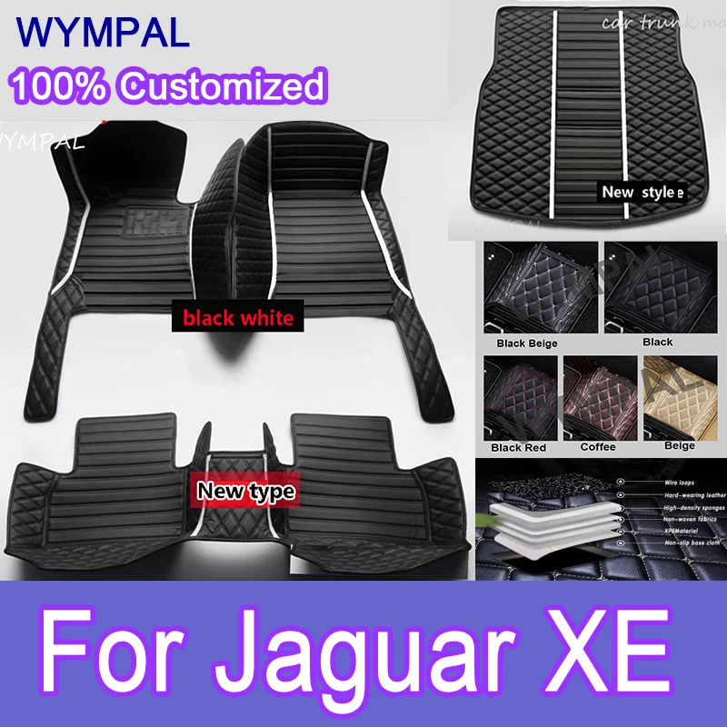 

Luxury Custom Automotive Car Floor Mats For Jaguar XE 2015 2016 2017 2018 2019 Auto Luxury Leather Men Women Car Mats Full Cover