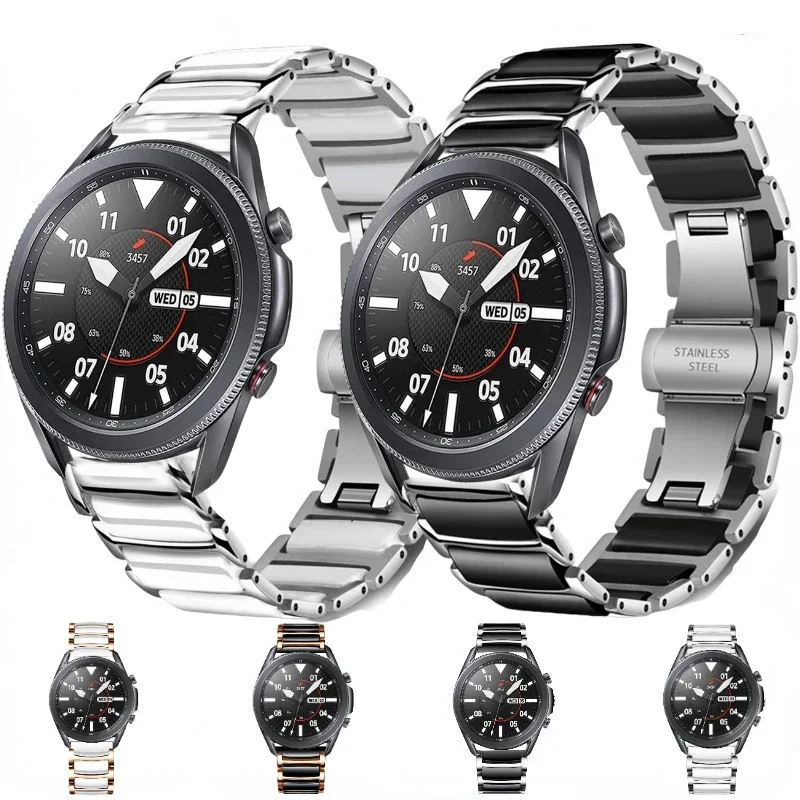20mm Ceramic+Metal Strap for Samsung Galaxy Watch 7/6/5/4 40mm 44mm Soft Bracelet Band for Galaxy Watch 6 Classic 43mm 47mm Belt