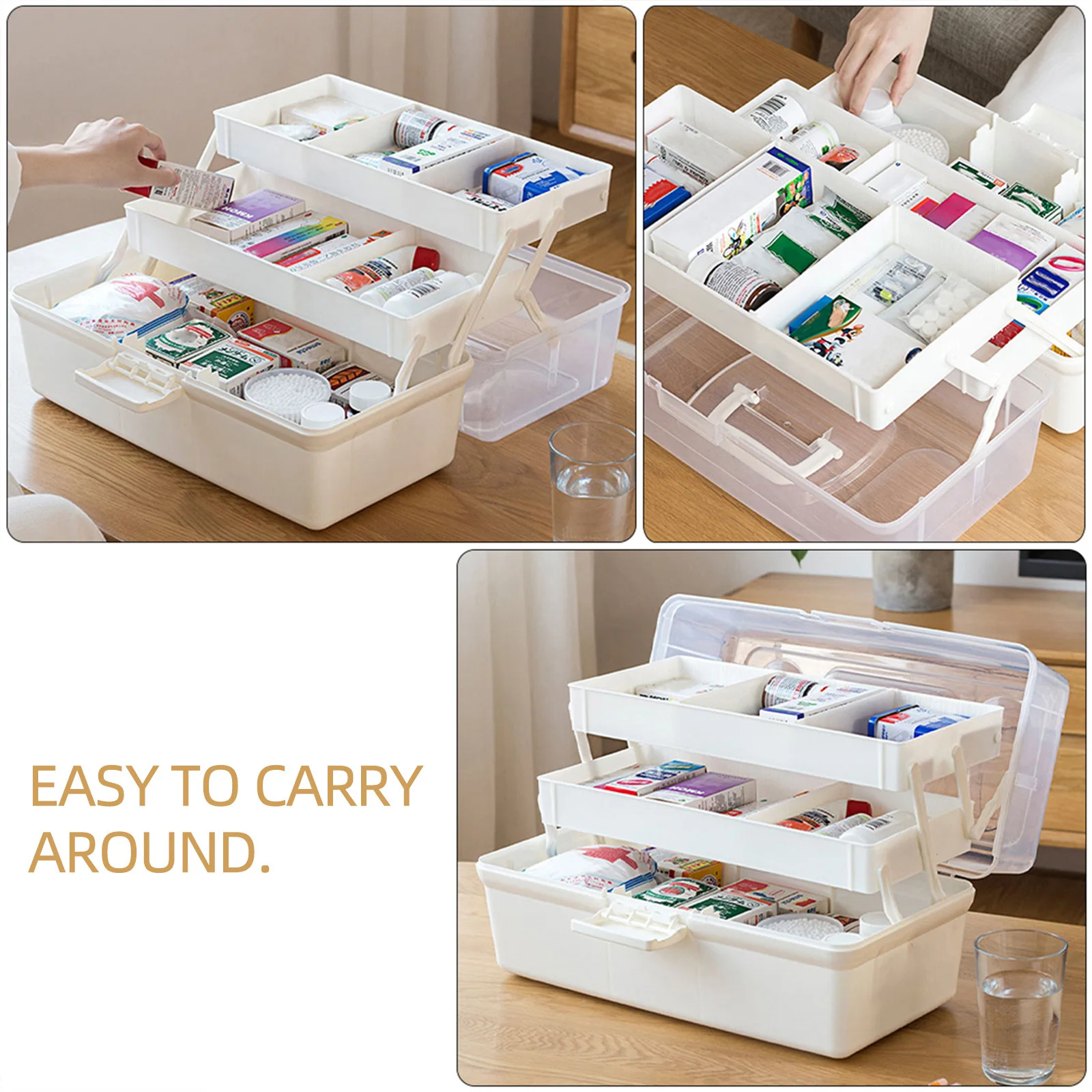 1 قطعة مجموعة الطب المنزلي صندوق تخزين متعدد الطبقات منظم طبي محمول الإسعافات الأولية طقم أدوات طب الطوارئ #4