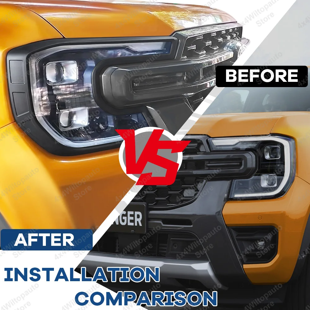 Headlight Cover For Ford Ranger T9 Wildtrak XLT Sport 2023 2024 2025 Head Lights Surround Trim For Wildtrak Light Cover