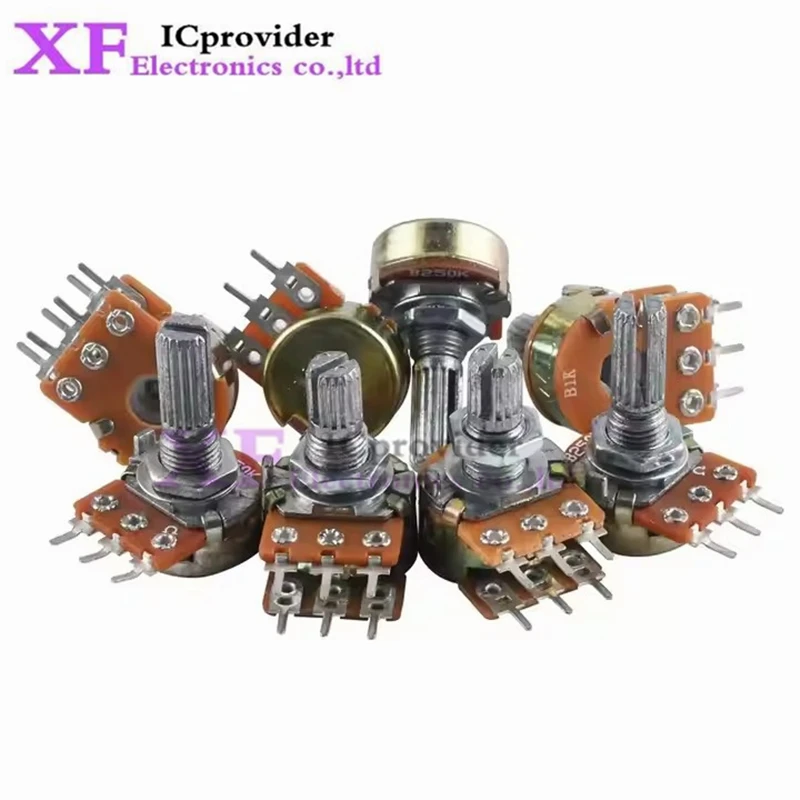 

100pcs WH148 B1K B2K B5K B10K B20K B50K B100K B500K 3Pin 20mm Shaft Amplifier Single Potentiometer 1K 2K 5K 10K 50K 100K 1M