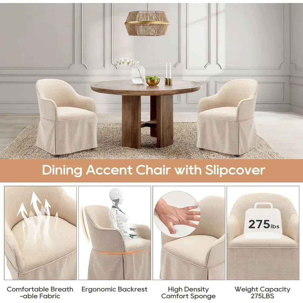 Moderner Esszimmerstuhl-Set mit 2 Stück, eimerförmiger Sessel mit Bezug, Küche, Esszimmer, beigefarbener Rückenlehnenstuhl