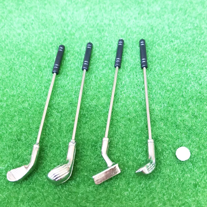 1set 1: 12 Dollhouse Mini Golf Club with Ball Set Play Model Playhouse Doll House Outdoor Scene Golf Tools Model Accessories