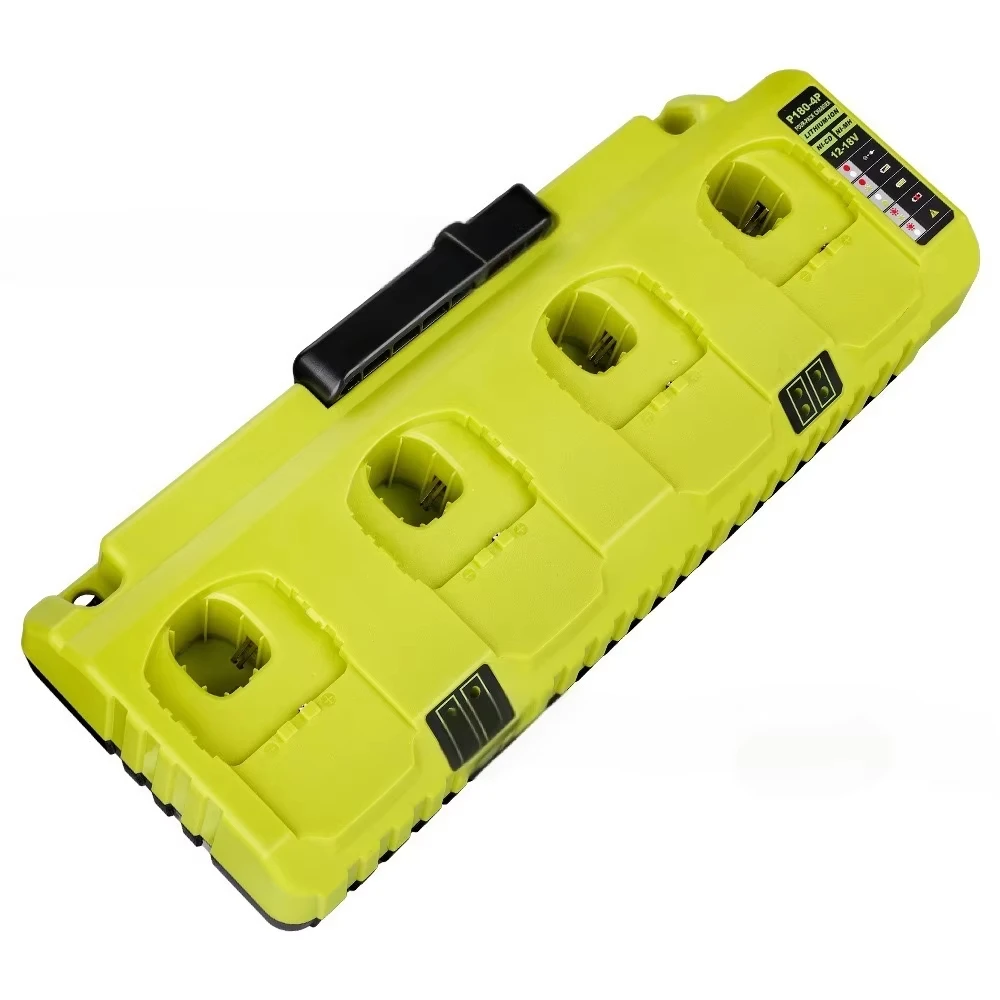 

4 ports Replacement Charger for Ryobi NiCD NiMH Li-ion 12V 14.4V 18V Battery P107 P108 P108 ONE+ P110 fast charging 3A*4