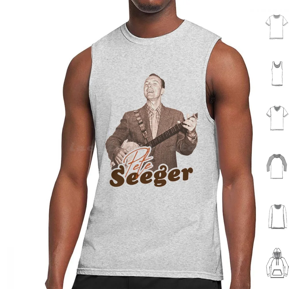 Pete Seeger) (Camisetas sin mangas con estampado de icono folclórico retro de algodón, estilo country y folclórico)