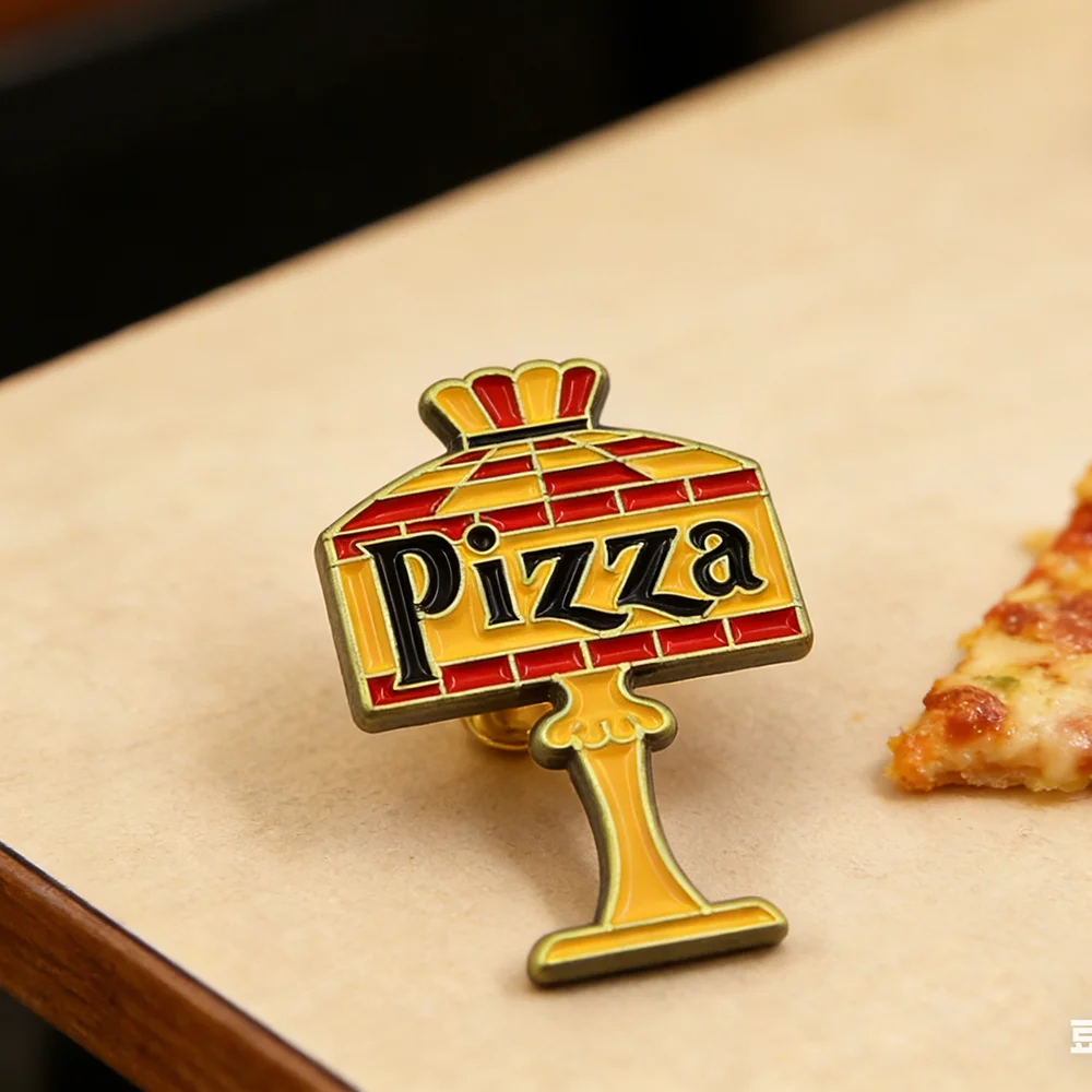 

Retro Fun Pizza Lamp Enamel Pin Fun Foodie Badge Clothing Bags Accessories Creative Gift