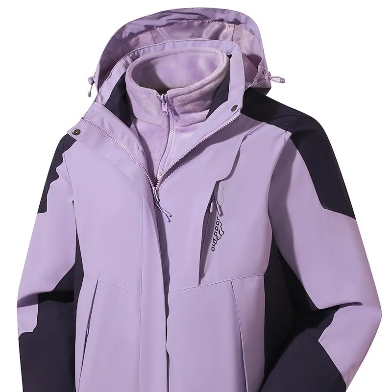 

Windproof Waterproof Couple Parkas Camping Running Outdoor Unisex Coats Men Women 3 in 1 Jackets Fashion Hiking Windbreaker