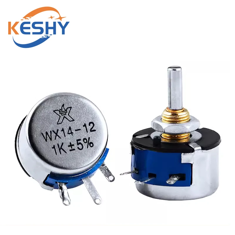 WX14-12 3W Single Coil Wound Potentiometer Without Locking 100 220 330 470 560 Ohm 1K 2K2 4K7 10K Lap Wirewound Potentiometers