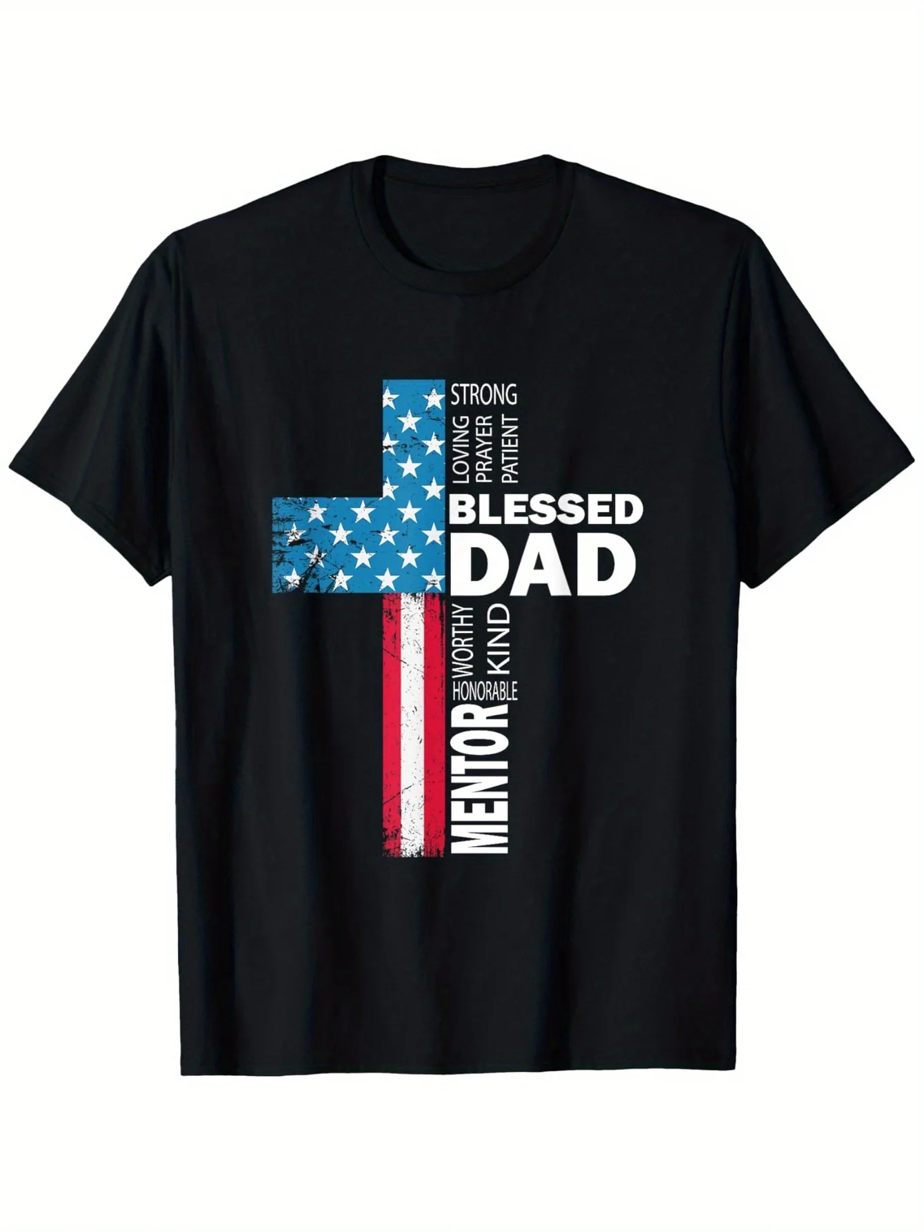 Christian Bless Dad Cross Father'S Day T-Shirt - Vibrant Fast Food Lover Chef Print, 180gsm 100% Soft Breathable Loose Fit Short