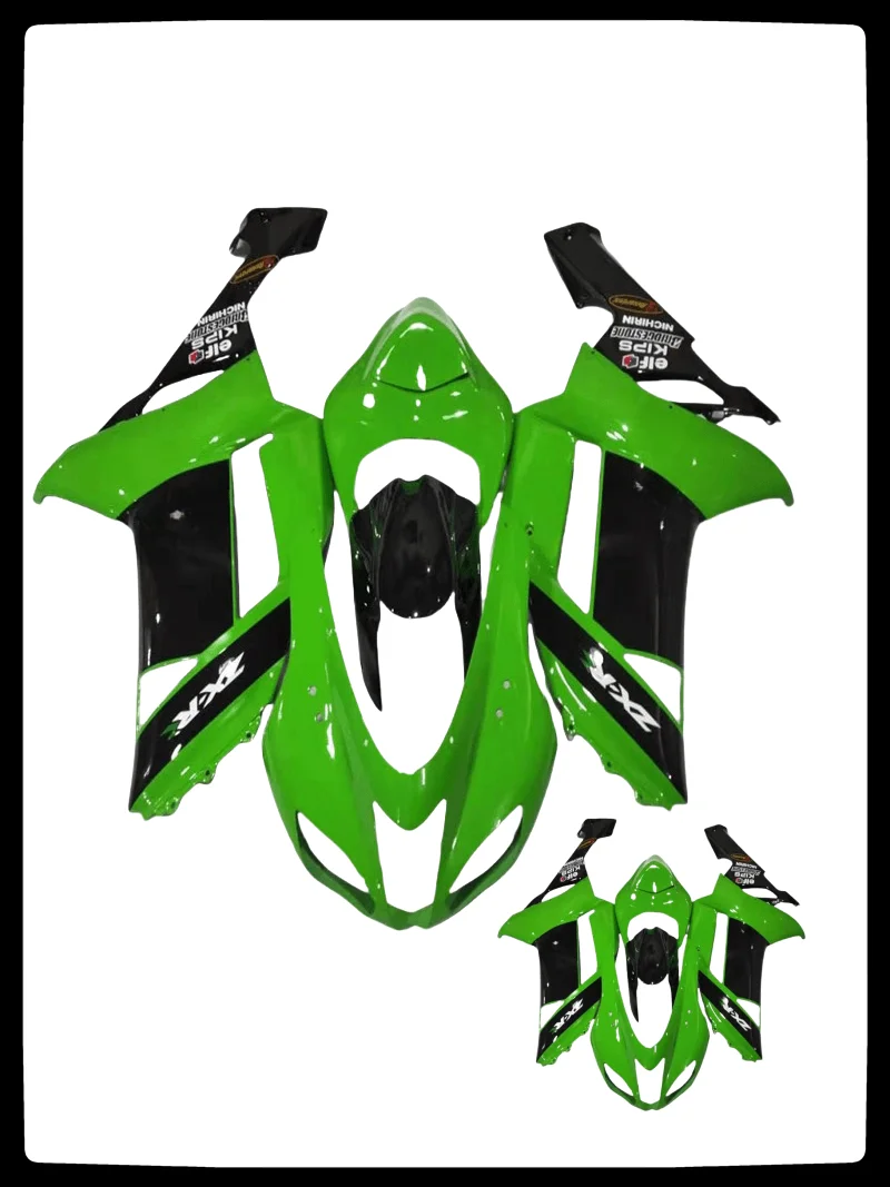 

Кузов для Kawasaki Zx6r 2007-2008, зеленый, черный обтекатель ABS для Kawasaki Zx6r 07, обтекатель мотоцикла Zx6r 08