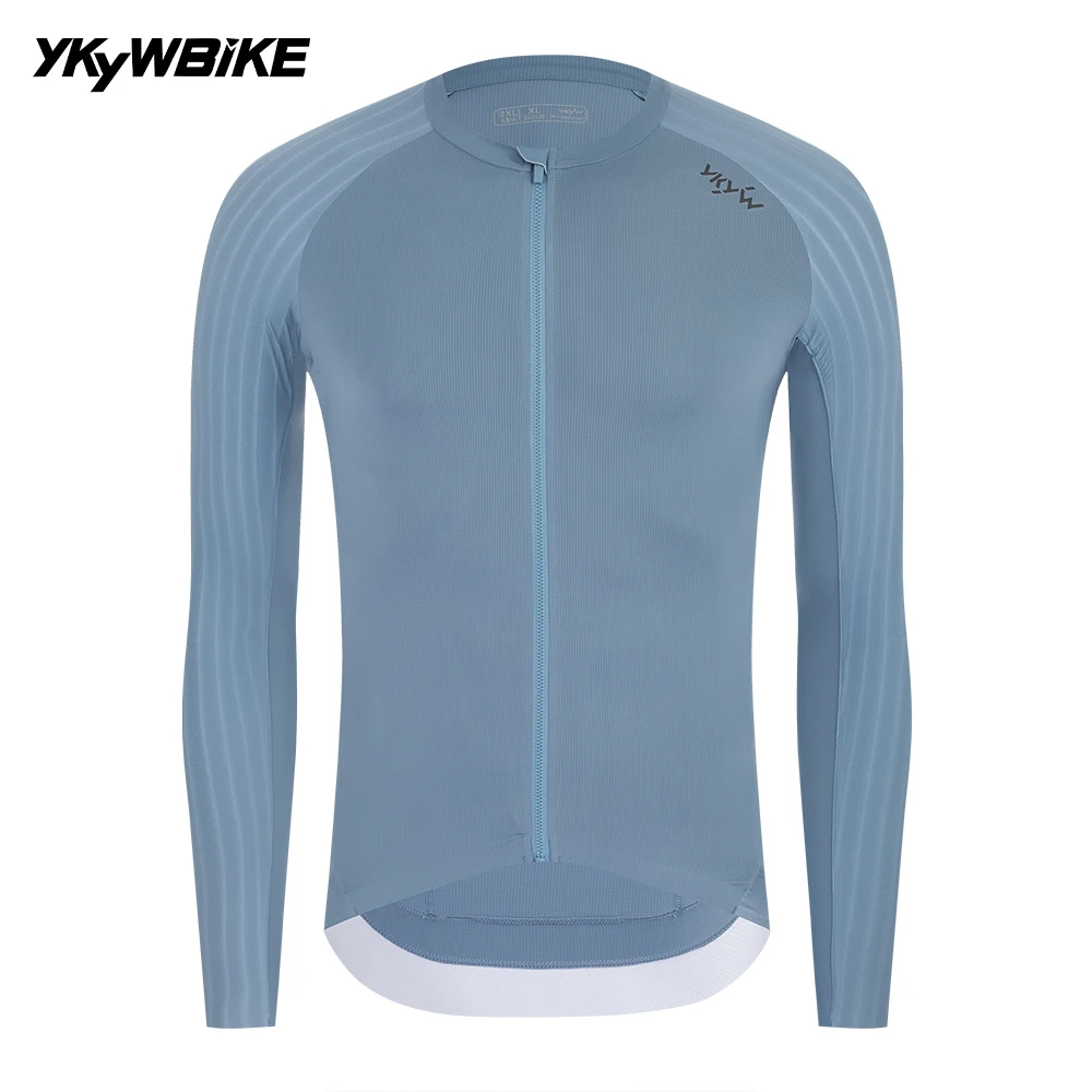 YKYWBIKE 2026 Herren Langarm-Radtrikot Aerodynamisches Raglan-Ärmel Schnelltrocknendes Rennrad-Oberteil Slim Fit Atmungsaktiv