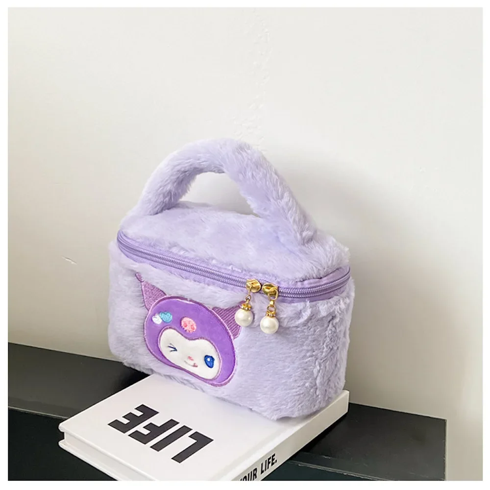 Anime Kuromi MyMelody Cartoon peluche Cosmetics Bag Cute Sanrio Kawaii Handbag Plushie Portable Sundries Storage Case Girl Gifts