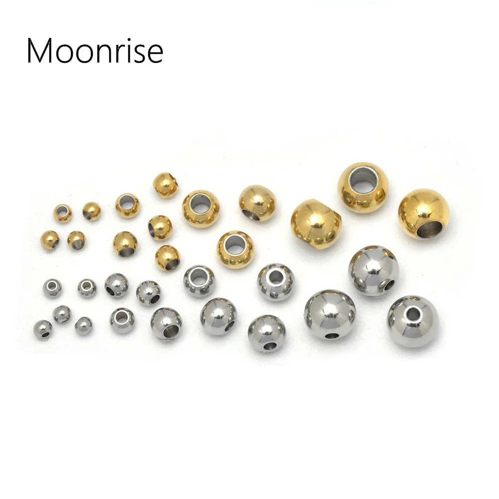 3mm 4mm 5mm 6mm 8mm Stainless Steel Round Smooth Solid Spacer Beads Finding Metal Loose Beads For DIY Bracelet Jewelry Making