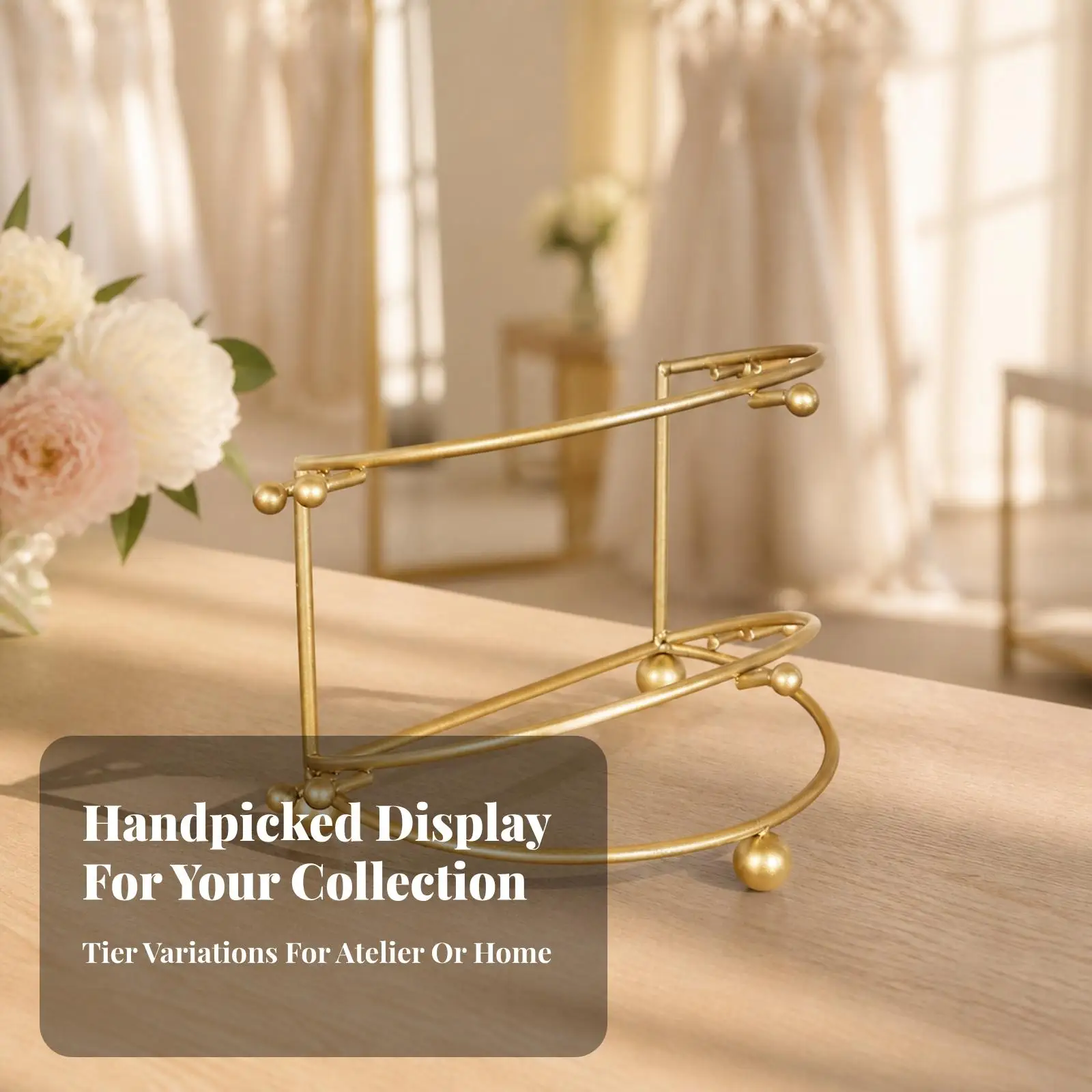 Metal Crown Display Stand for Jewelry Organizer Tiered Headpiece Rack for Boutique Showcase
