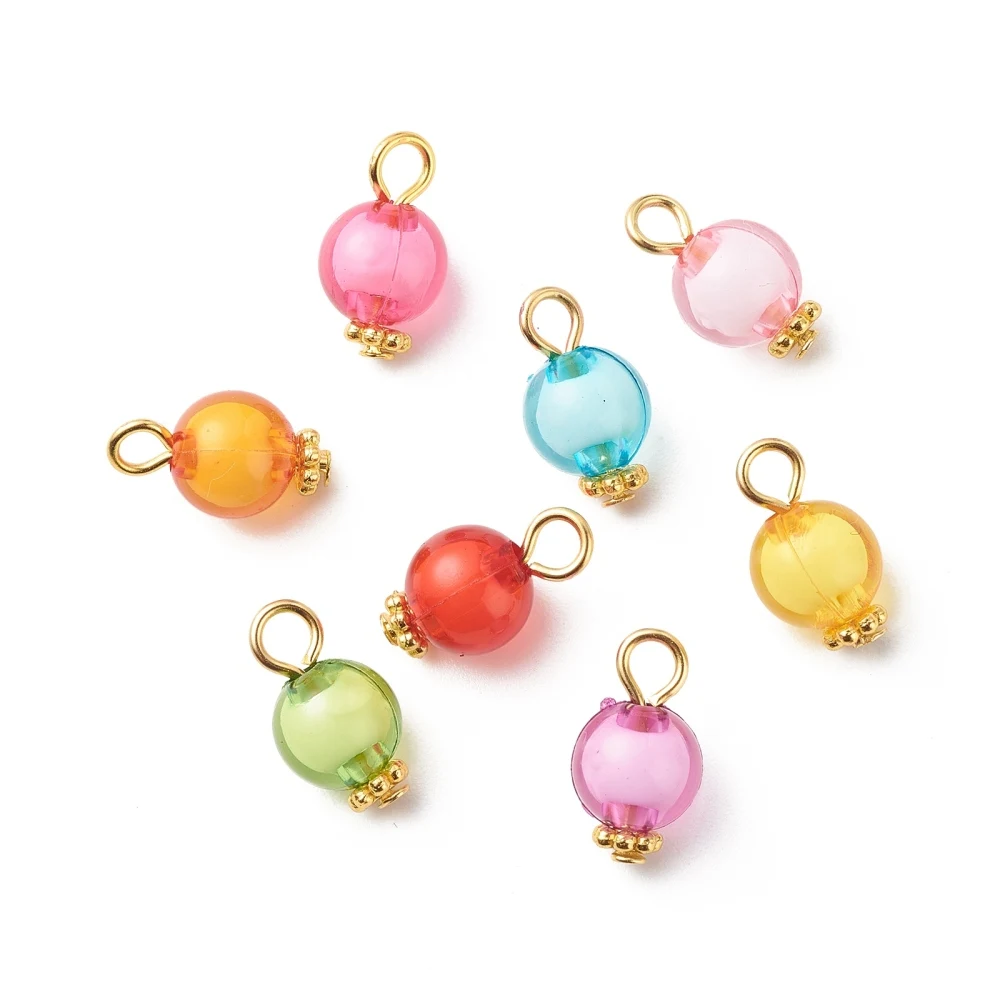 100 Pcs Transparent Acrylic Pendants Bead in Bead with Iron Finding Round Pattern Jewelry Making Charm for Women DIY Necklace