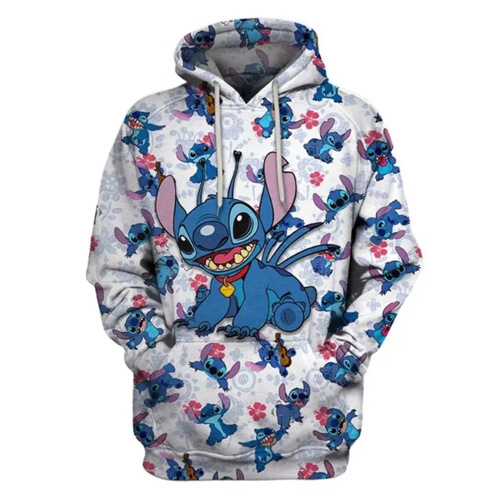 

Толстовка с капюшоном Disney Stitch для мальчиков и девочек, пуловер большого размера с 3D принтом, модная новая мужская и женская толстовка с капюшоном, осенняя одежда