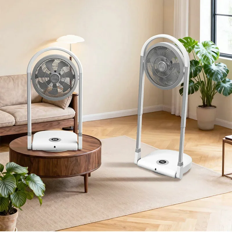 Wireless Portable Fan, 180° Extendable and Foldable Oscillating Remote-Controlled Fan, Air Cooler, 3-Level Height Adjustment