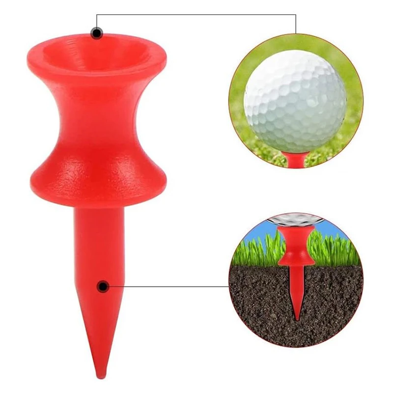 20 unids/bolsa camiseta de Golf roja 31mm tipo rueda limitador de perno de bola equipo de práctica de Golf de plástico soporte de pelota en T accesorios para campos de Golf