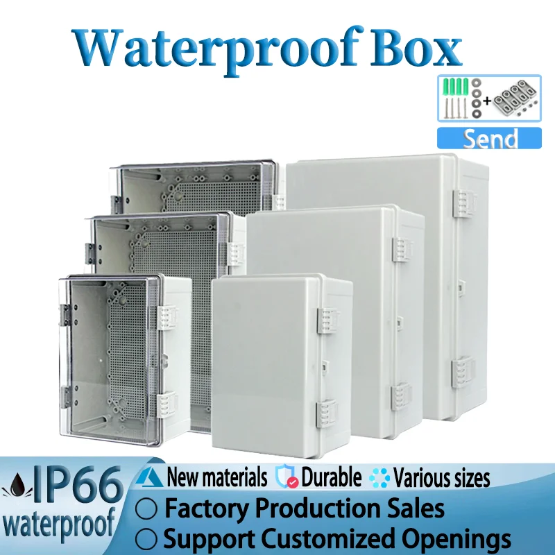 

IP66 Outdoor Waterproof Electronic Box Grey/Transparent Cover Distribution Case ABS Housings with Buckle Plastic Junction Box