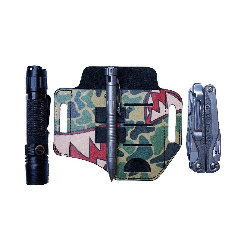 

Belt Tool Flashlight Leather Knife Cover, Portable EDC Cover PJ13 Shark Edition