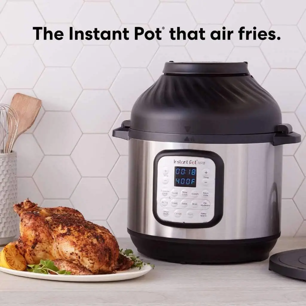 Duo crisp 11-in-1หม้อความดันไฟฟ้าหม้อทอด Air fryer คอมโบพร้อมฝาปิดที่ทอด, เรือกลไฟ, พ่อครัวช้า8QT