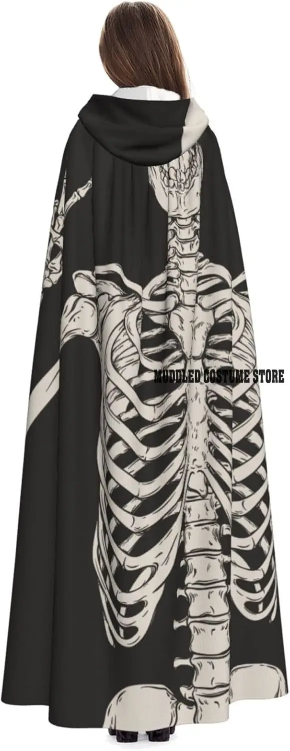 روك آند رول هيكل عظمي جمجمة لجميع القديسين كيب للبالغين عباءة تنكرية للنساء والرجال إكسسوار كيب لحفلات الهالوين