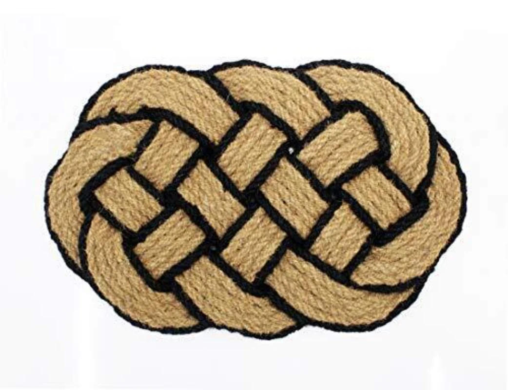 

Rug Hand Woven 100% Natural and Environment-friendly Coconut Shell Fibre and Jute Doormat Natural Color and Black