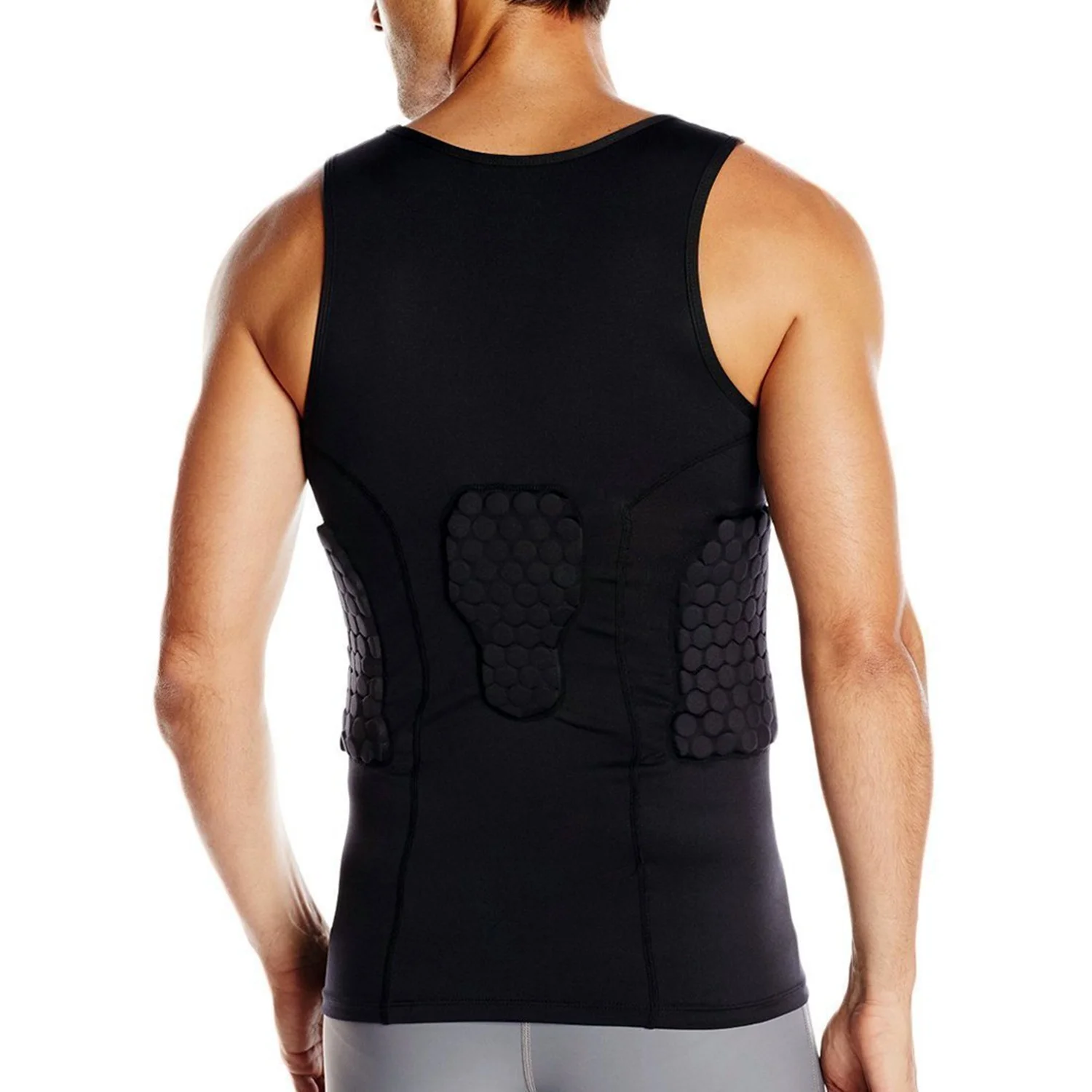 【Vente d'été】 2X gilet rembourré de protection des côtes pour hommes, chemise de Compression, gilet d'entraînement avec 3 coussinets pour Football, basket-ball L & XL