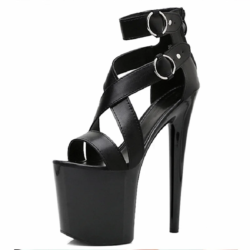 High Heels for Steel Pole Dance 20cm Super High Stiletto Heel Waterproof Platform Anti-Slip Night Club Show Women Sandals