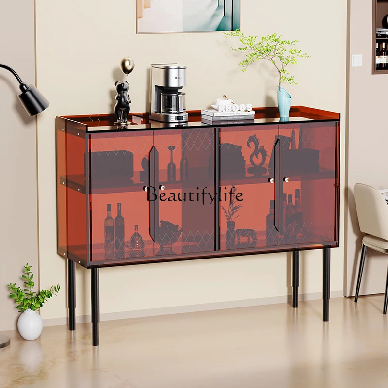 Creative and Slightly Luxury Acrylic Sideboard Cabinet Living Room Storage Simple Modern Drinks Tea Cabinet Floor