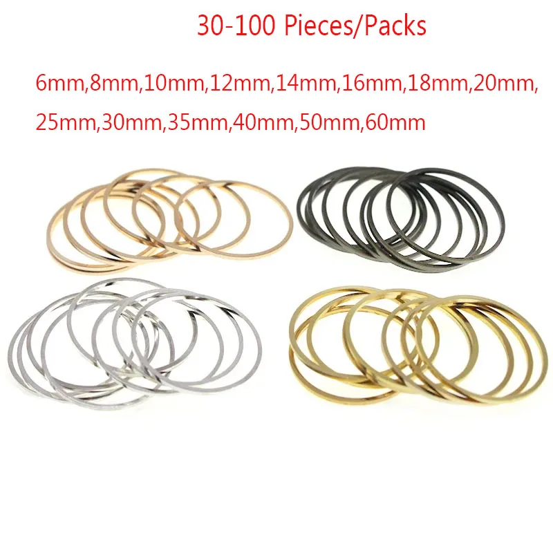 1mm Thick 8-60mm Brass Closed Ring Round Big Circle Hoops Earrings For DIY Pendant Connectors Jewelry Making Craft Accessories