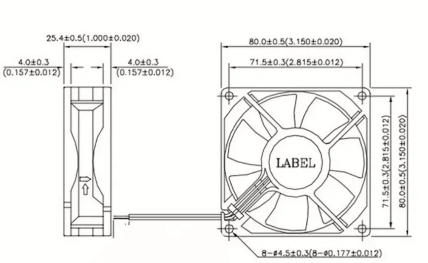 DC 12V 24V ลมสูงพิเศษความจุ 80x80x25 มม.80 มม.อุณหภูมิควบคุมเดสก์ท็อปแชสซี Server แปลงความถี่พัดลมระบายความร้อน