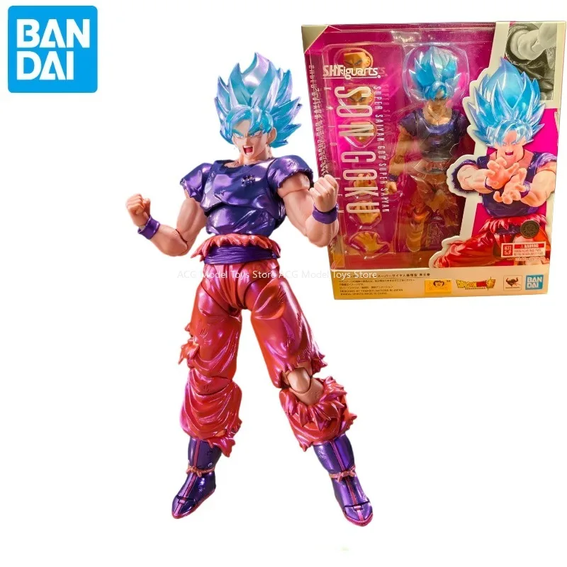 In Stock Bandai Original S.H.Figuarts Series Super Saiyan God Son Goku Kaio Fist Model Action Figure Toy Collection Gift