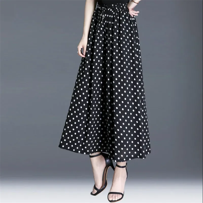 

High Waisted Wide Leg Pants Women Trousers Summer Woman Clothes Chiffon Pant Loose Elastic Tie Trousers Casual Dots Thin Pants