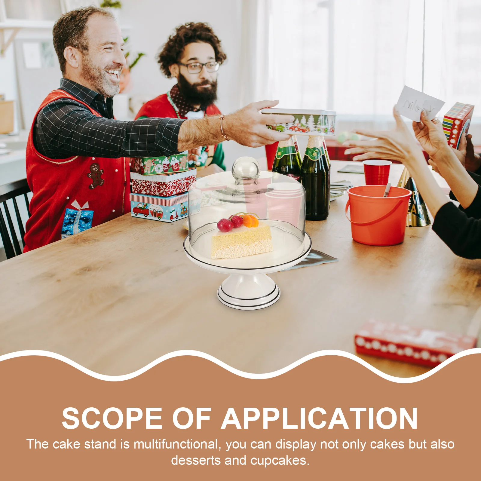 

Cake Stand High Foot Ceramic Base Durable Transparent Dome Cover Dessert Display Party Wedding Birthday Cake Stand