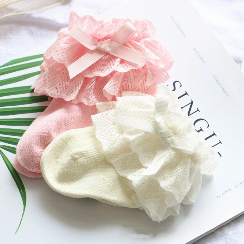 جديد أربعة مواسم القطن لينة الطفل الجوارب العامة الكورية أزياء من الدانتل كشكش الأميرة الجوارب الوليد جميل القوس الرضع جورب قصير #1