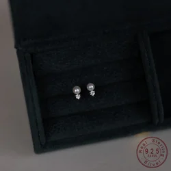 925 Sterling Silver Plating 14K Gold Exquisite Simulated Pearl Zircon Earrings for Women Korean Korean Small Sweet Jewelry