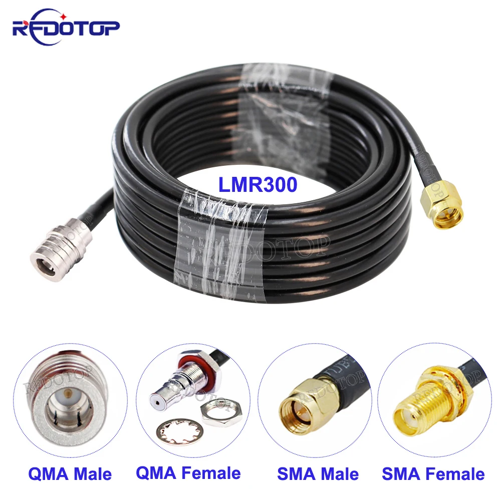 1PCS LMR-300 SMA Male/Female to QMA Male/Female Connector LMR300 50-5 Coaxial Cable QMA to SMA RF Adapter Cable 50 Ohm Low Loss